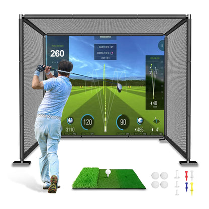 Golf Driving Cage with Metal Frame and Simulator Impact Screen