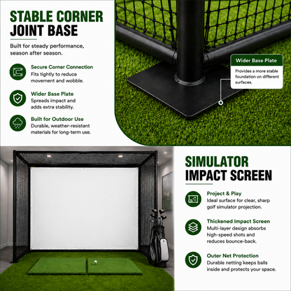Golf Driving Cage with Metal Frame and Simulator Impact Screen