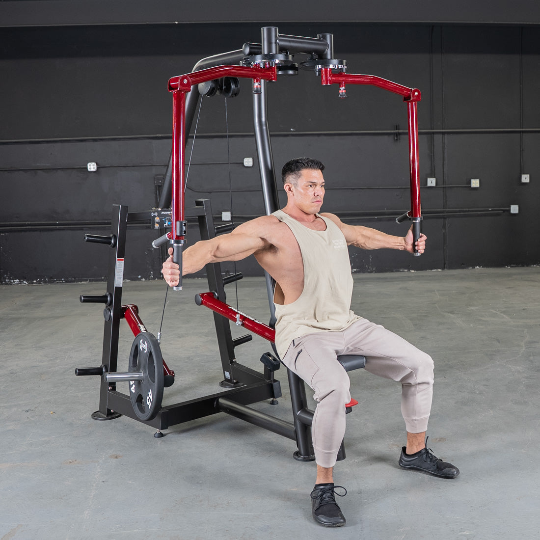 Plate Loaded  Power Leverage V2 Seated Pec and Delt Combo Machine with Weight Storage Included