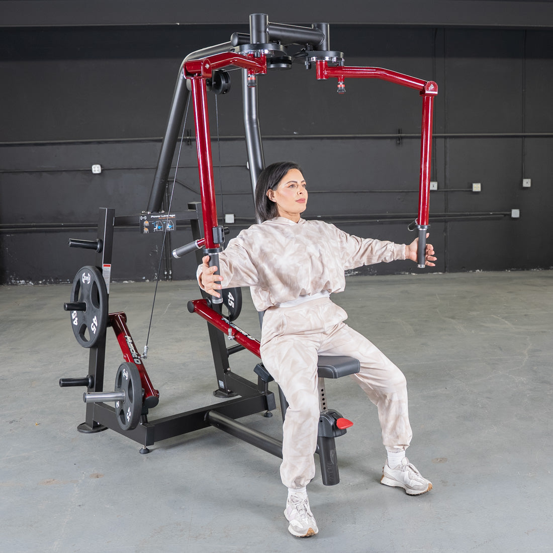 Plate Loaded  Power Leverage V2 Seated Pec and Delt Combo Machine with Weight Storage Included