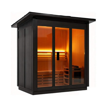 Custom 8-Person Luxury Canadian Hemlock Outdoor Steam Sauna With Heater And Stones [Made-To6-Order] (SAK95107)