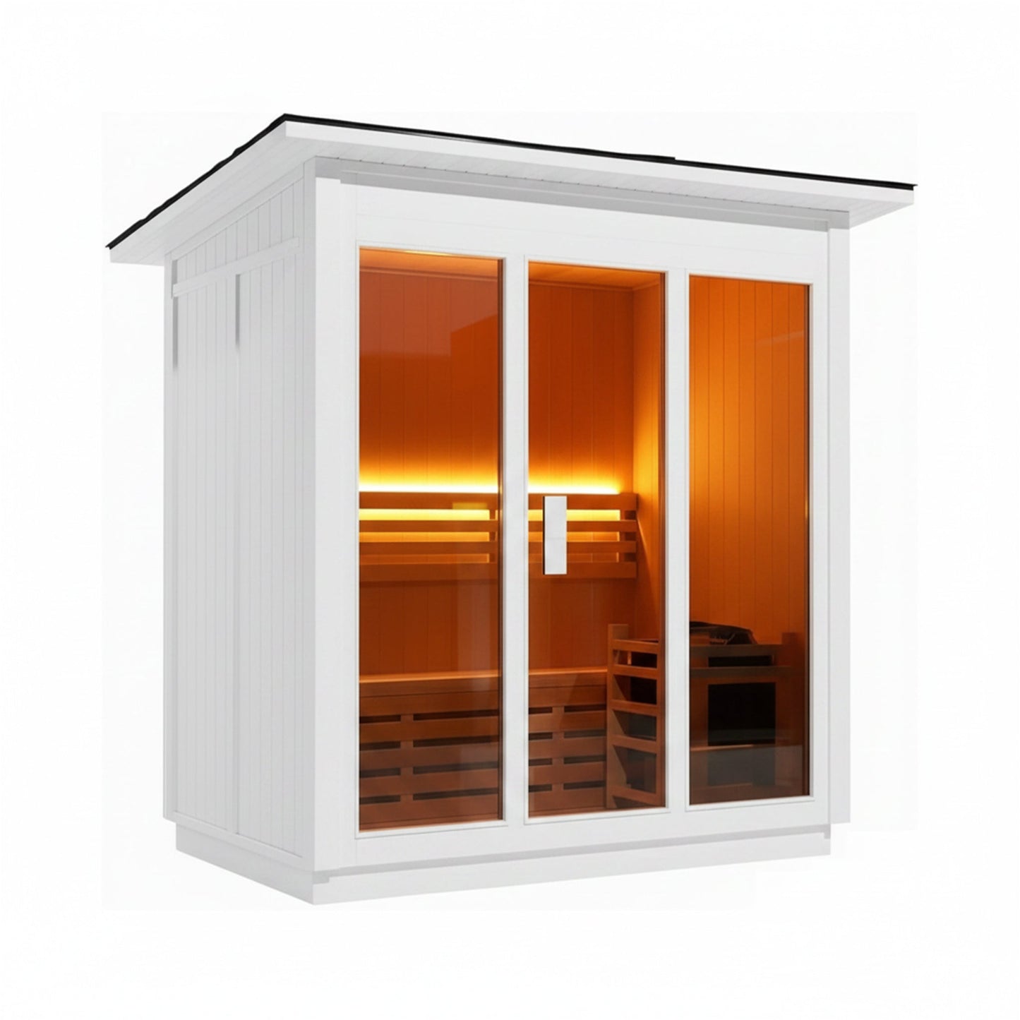 Custom 8-Person Luxury Canadian Hemlock Outdoor Steam Sauna With Heater And Stones [Made-To6-Order] (SAK95107)