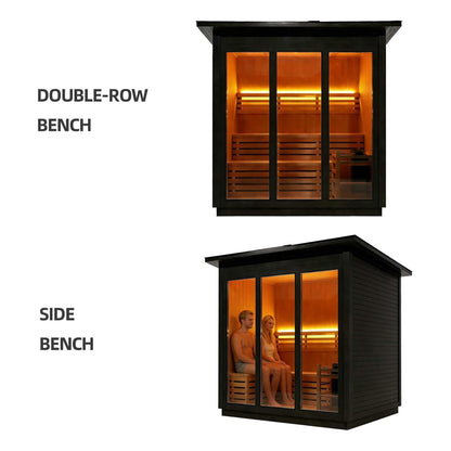 Custom 8-Person Luxury Canadian Hemlock Outdoor Steam Sauna With Heater And Stones [Made-To6-Order] (SAK95107)