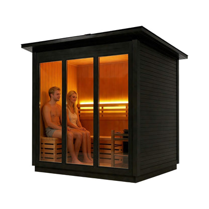 Custom 8-Person Luxury Canadian Hemlock Outdoor Steam Sauna With Heater And Stones [Made-To6-Order] (SAK95107)