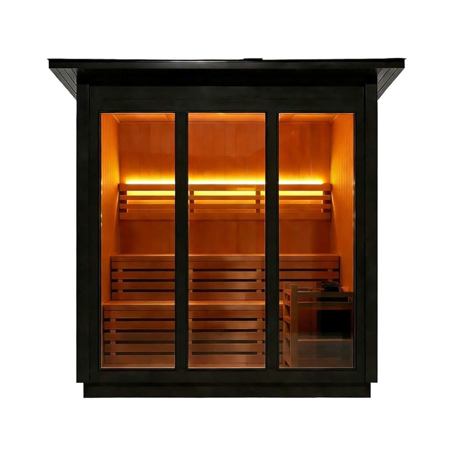 Custom 8-Person Luxury Canadian Hemlock Outdoor Steam Sauna With Heater And Stones [Made-To6-Order] (SAK95107)