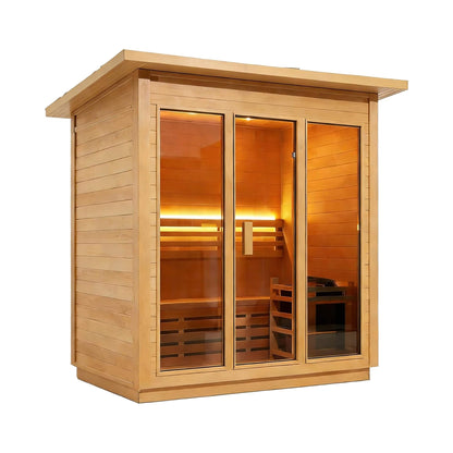 Custom 8-Person Luxury Canadian Hemlock Outdoor Steam Sauna With Heater And Stones [Made-To6-Order] (SAK95107)