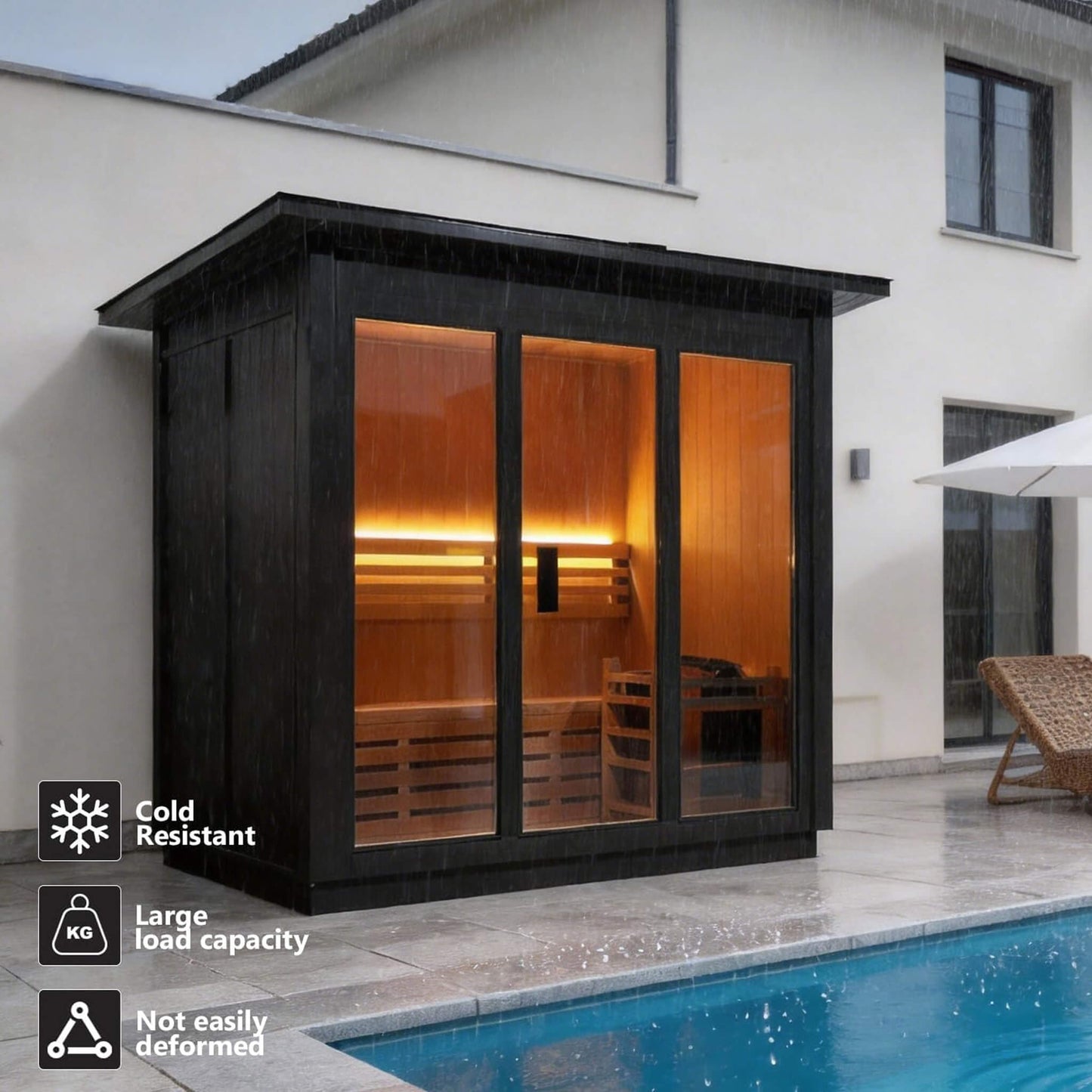 Custom 8-Person Luxury Canadian Hemlock Outdoor Steam Sauna With Heater And Stones [Made-To6-Order] (SAK95107)
