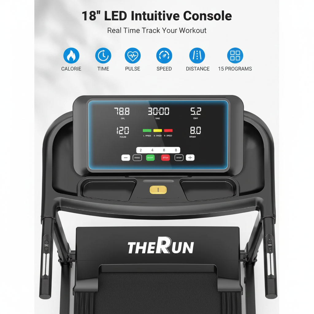 Home Treadmill with Incline Adjust, 3.0 HP Treadmill, Heart Rate Monitoring, Wider Running Belt