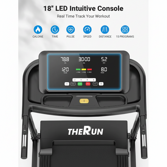 Home Treadmill with Incline Adjust, 3.0 HP Treadmill, Heart Rate Monitoring, Wider Running Belt