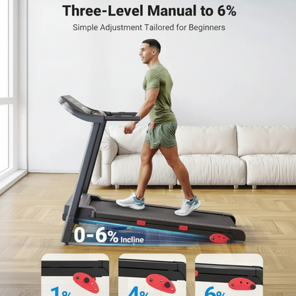Home Treadmill with Incline Adjust, 3.0 HP Treadmill, Heart Rate Monitoring, Wider Running Belt