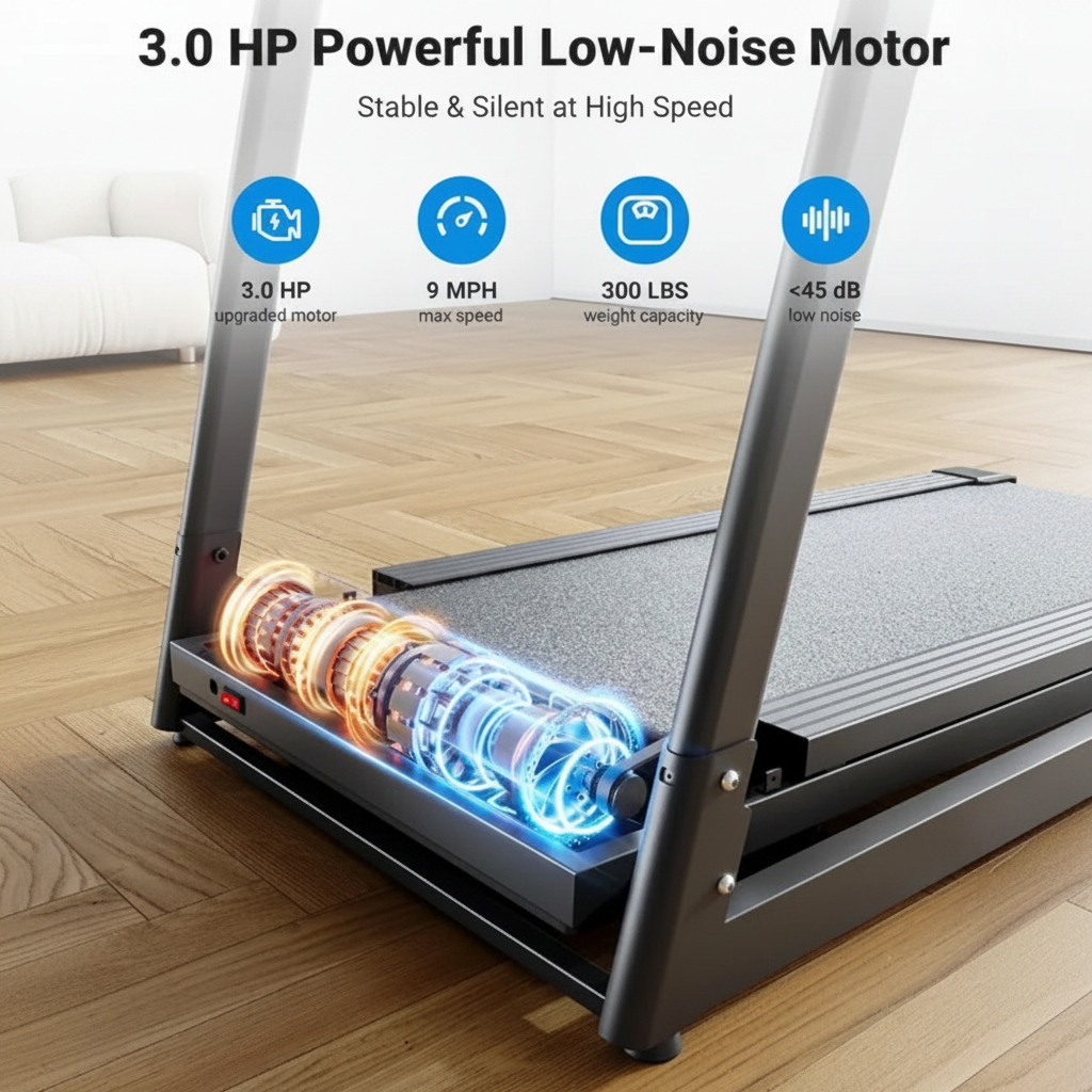 Home Treadmill with Incline Adjust, 3.0 HP Treadmill, Heart Rate Monitoring, Wider Running Belt